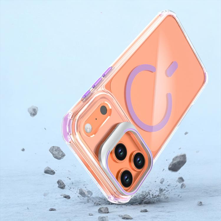For iPhone 17 Pro Transparent Lens Kickstand Magnetic Phone Case