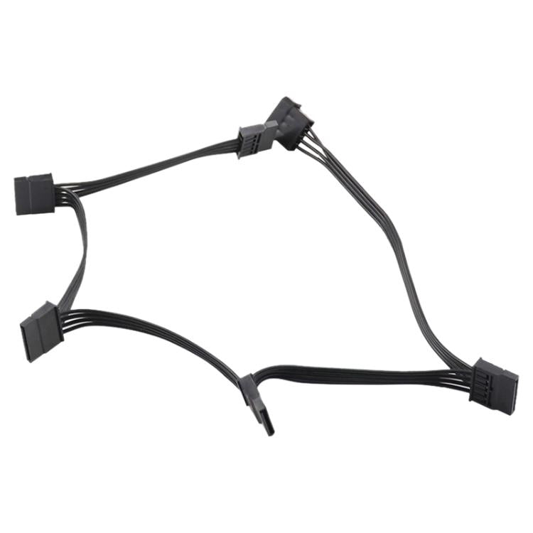 WG194 IDE 4 Pin to 5xSATA 15 Pin 1 to 5 Power Extension Hard Drive Adapter, Length:0.6m - Black