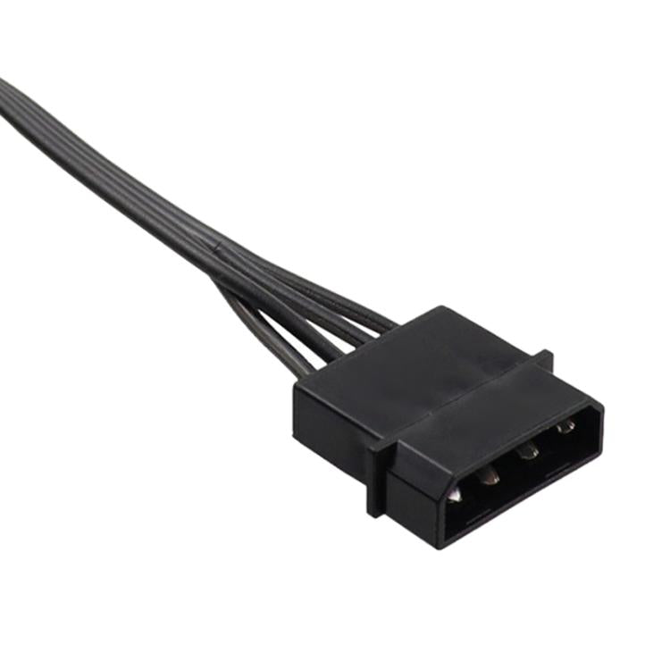 WG194 IDE 4 Pin to 5xSATA 15 Pin 1 to 5 Power Extension Hard Drive Adapter, Length:0.6m - Black