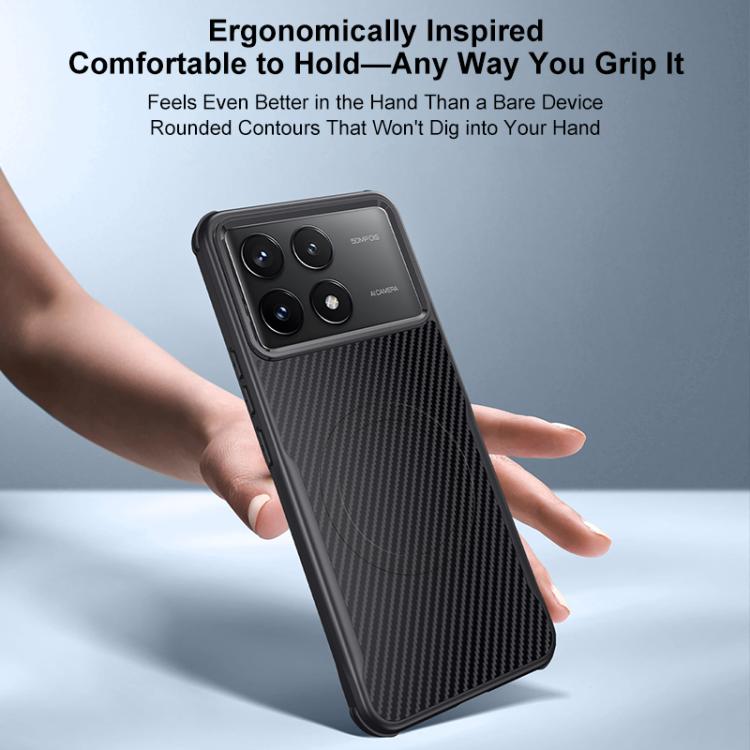 For Redmi K70 Blade-Style Carbon Fiber Texture Magnetic Skin-Feel Phone Case