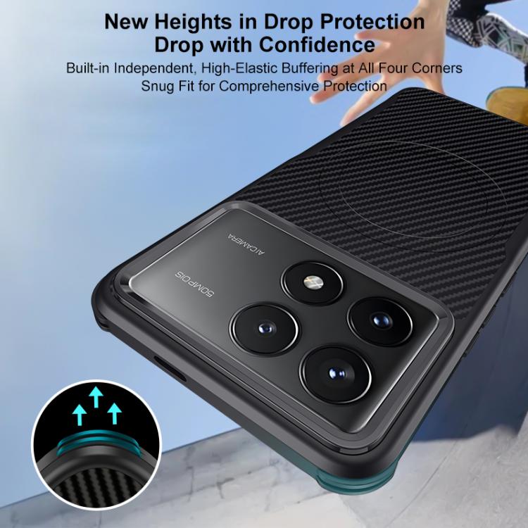 For Redmi K70 Blade-Style Carbon Fiber Texture Magnetic Skin-Feel Phone Case