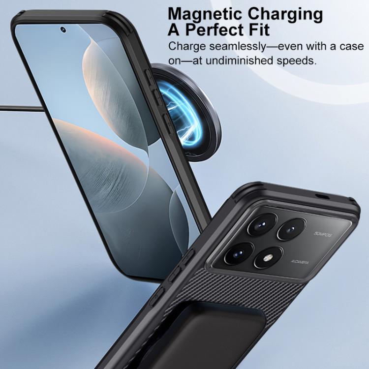 For Redmi K70 Blade-Style Carbon Fiber Texture Magnetic Skin-Feel Phone Case