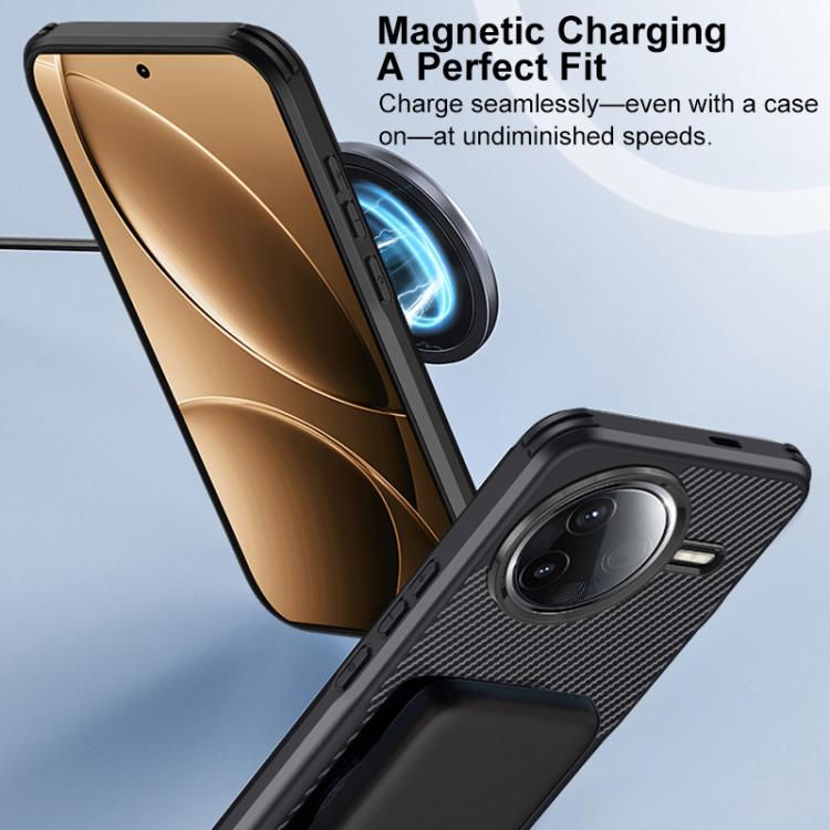 For Redmi K80 Blade-Style Carbon Fiber Texture Magnetic Skin-Feel Phone Case