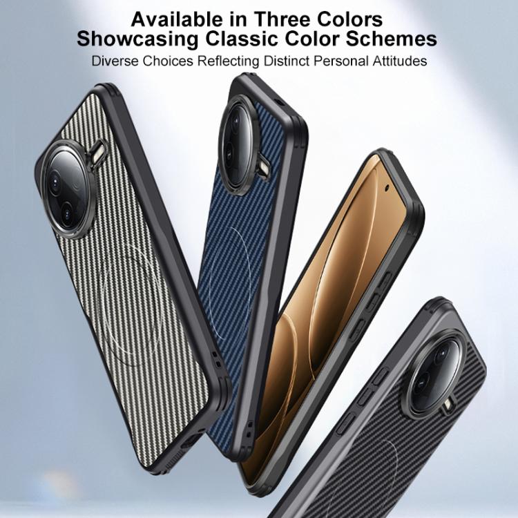 For Redmi K80 Blade-Style Carbon Fiber Texture Magnetic Skin-Feel Phone Case