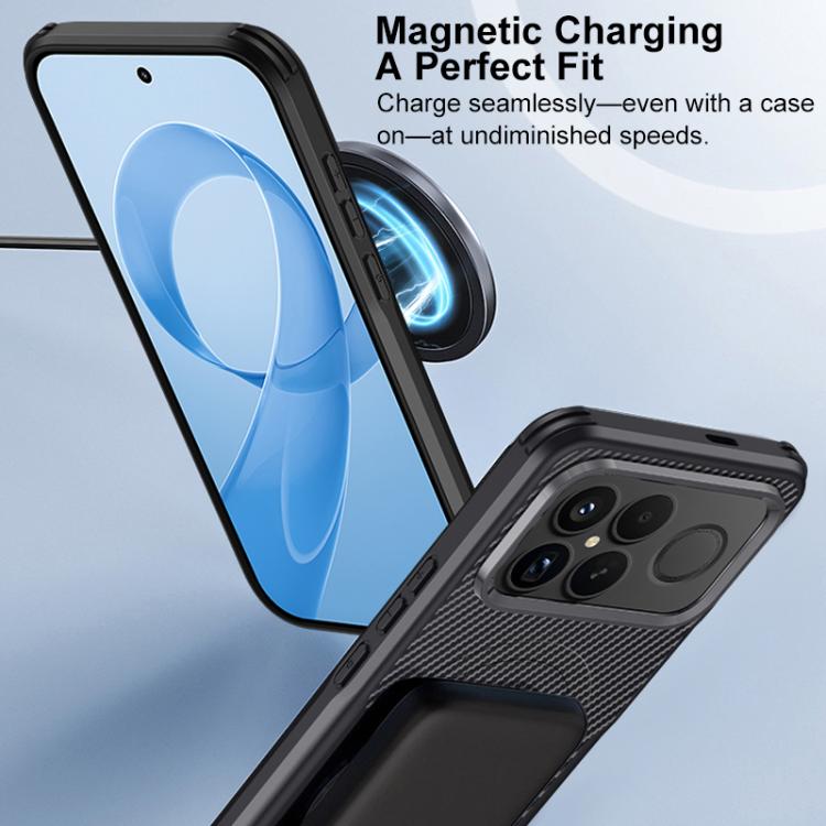 For Redmi K90 / Poco F8 Pro 5G Blade-Style Carbon Fiber Texture Magnetic Skin-Feel Phone Case