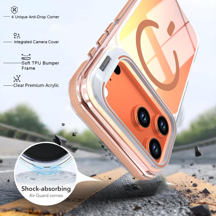 For iPhone 17 Pro Max Vibrant Chameleon Lens Kickstand Magnetic Phone Case