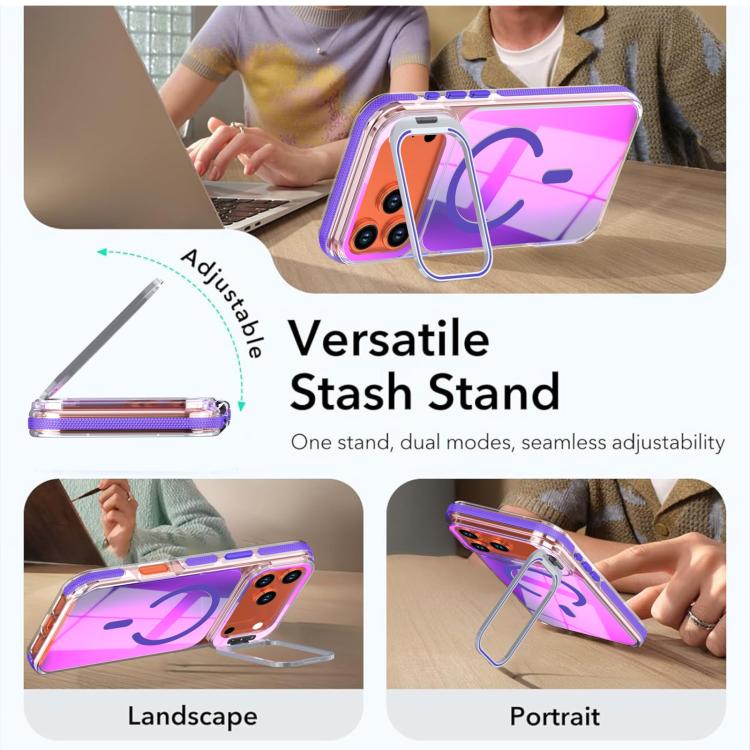 For iPhone 17 Pro Max Vibrant Chameleon Lens Kickstand Magnetic Phone Case