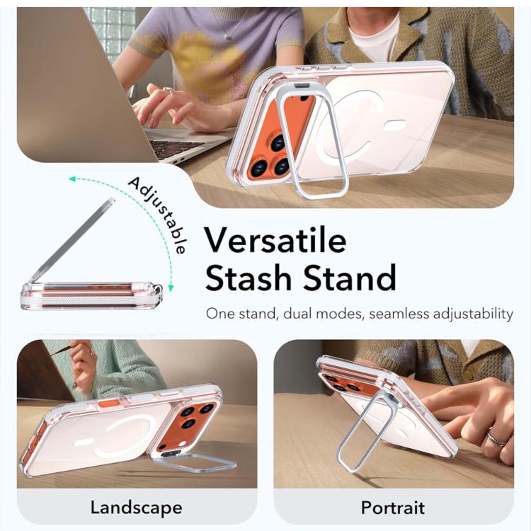 For iPhone 17 Pro Vibrant Chameleon Lens Kickstand Magnetic Phone Case