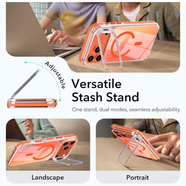 For iPhone 17 Pro Vibrant Chameleon Lens Kickstand Magnetic Phone Case