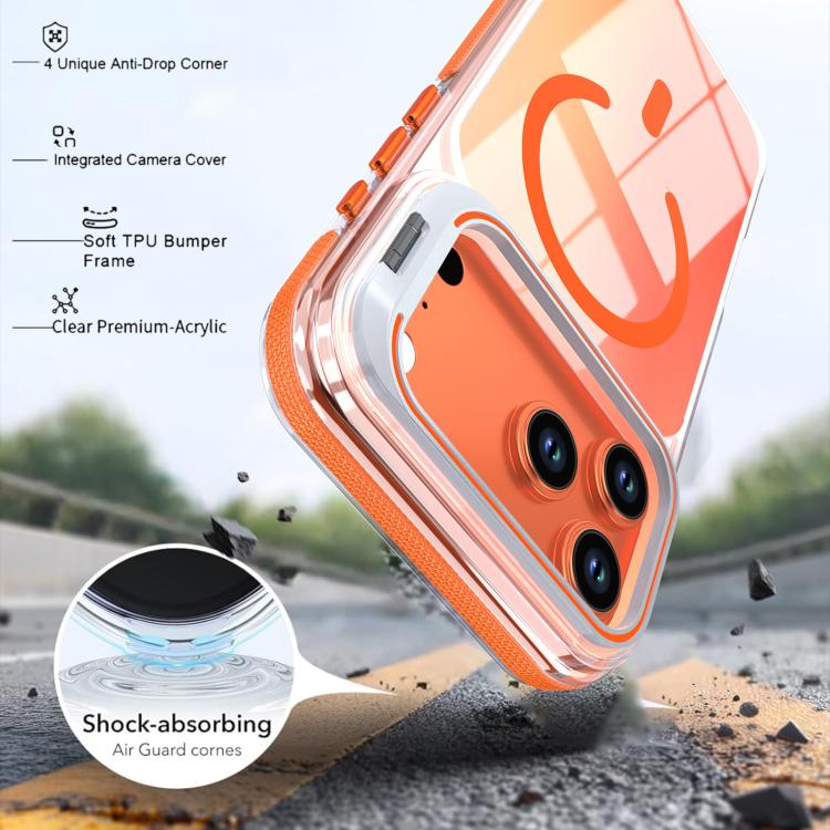 For iPhone 17 Pro Vibrant Chameleon Lens Kickstand Magnetic Phone Case