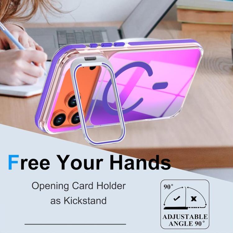 For iPhone 17 Pro Vibrant Chameleon Lens Kickstand Magnetic Phone Case