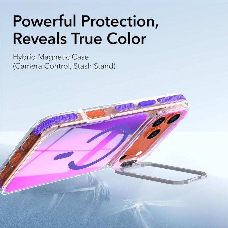 For iPhone 17 Pro Vibrant Chameleon Lens Kickstand Magnetic Phone Case
