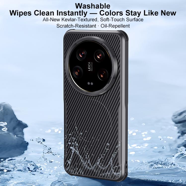 For Xiaomi 14 Blade-Style Carbon Fiber Texture Magnetic Skin-Feel Phone Case