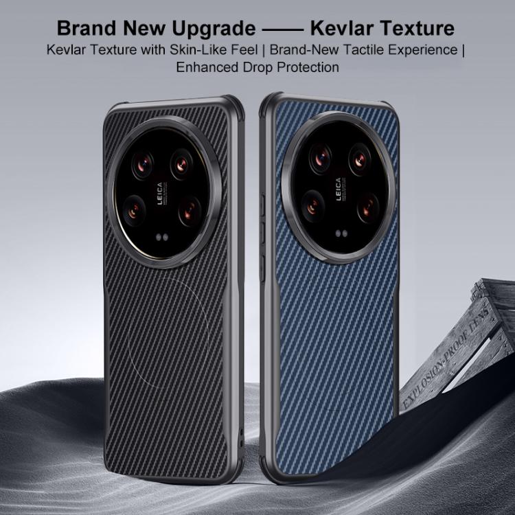 For Xiaomi 14 Ultra Blade-Style Carbon Fiber Texture Magnetic Skin-Feel Phone Case