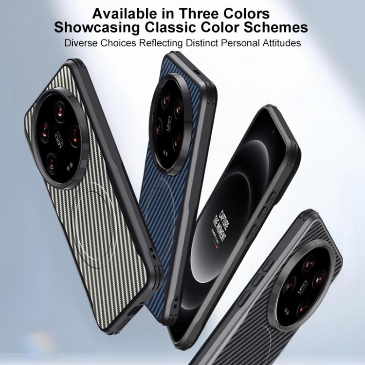 For Xiaomi 14 Ultra Blade-Style Carbon Fiber Texture Magnetic Skin-Feel Phone Case