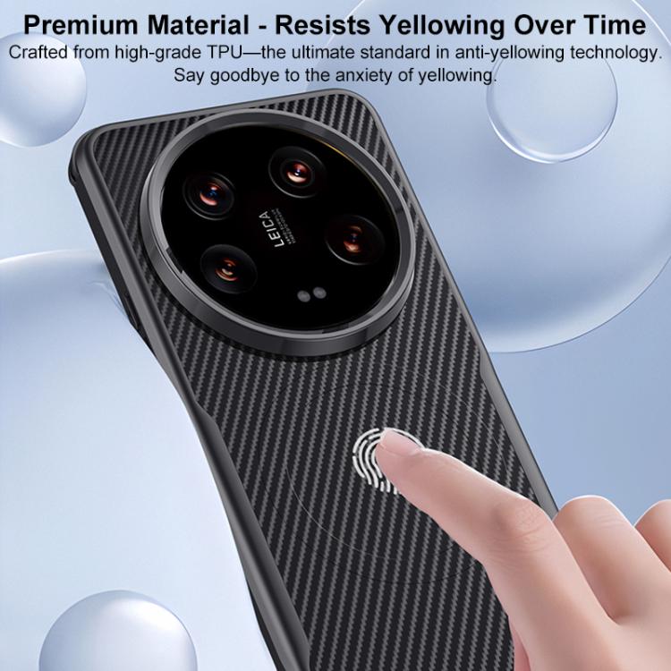 For Xiaomi 14 Ultra Blade-Style Carbon Fiber Texture Magnetic Skin-Feel Phone Case