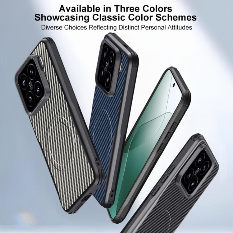 For Xiaomi 15 Blade-Style Carbon Fiber Texture Magnetic Skin-Feel Phone Case