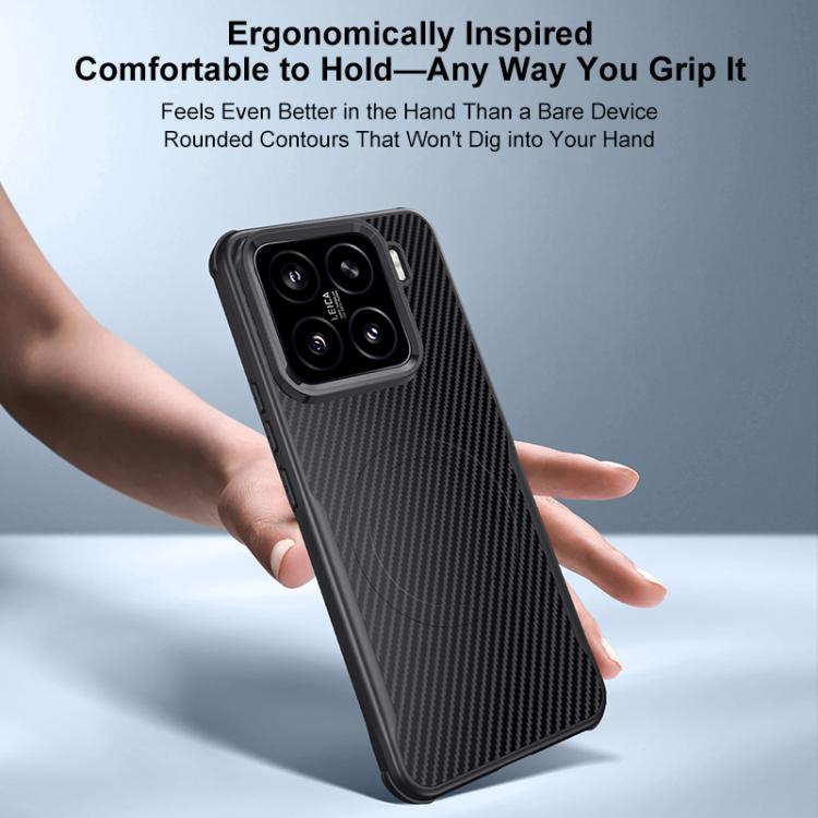 For Xiaomi 15 Blade-Style Carbon Fiber Texture Magnetic Skin-Feel Phone Case