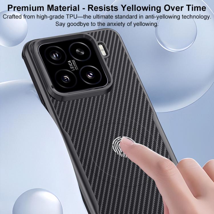 For Xiaomi 15 Blade-Style Carbon Fiber Texture Magnetic Skin-Feel Phone Case