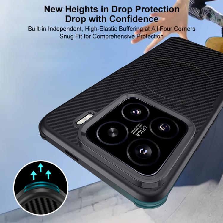 For Xiaomi 15 Blade-Style Carbon Fiber Texture Magnetic Skin-Feel Phone Case