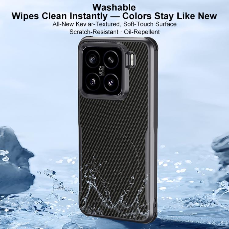 For Xiaomi 15 Pro Blade-Style Carbon Fiber Texture Magnetic Skin-Feel Phone Case
