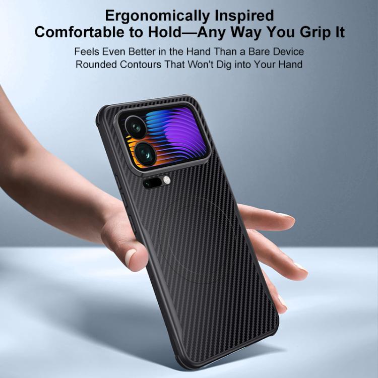 For Xiaomi 17 Pro Max Blade-Style Carbon Fiber Texture Magnetic Skin-Feel Phone Case