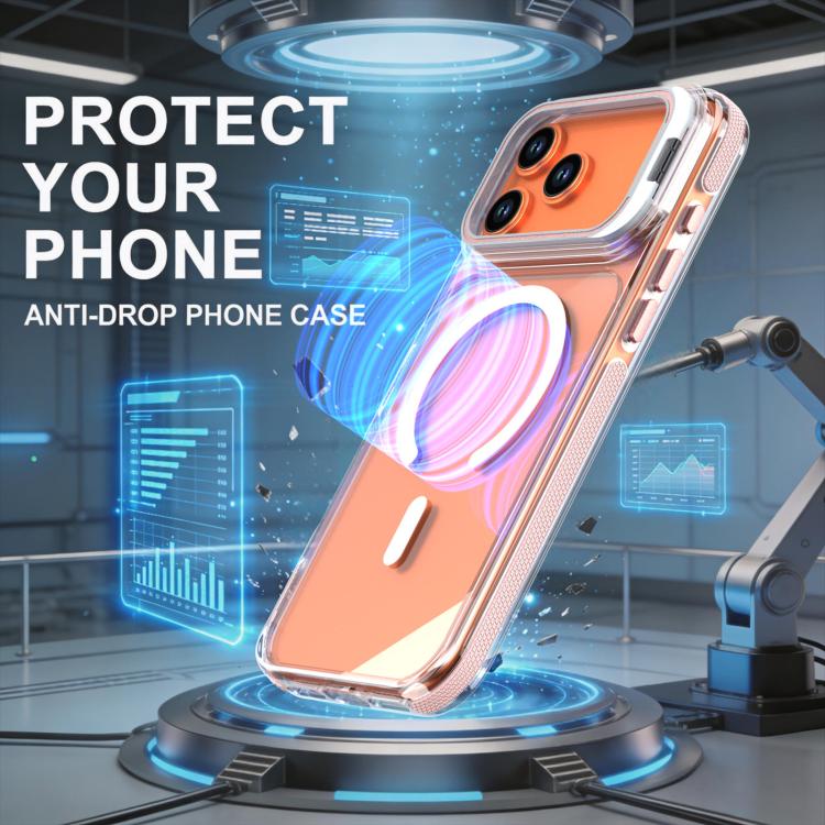For iPhone 17 Pro Max Vibrant Transparent Lens Kickstand Magnetic Phone Case