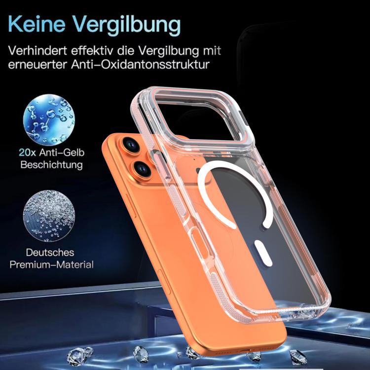 For iPhone 17 Pro Max Vibrant Transparent Lens Kickstand Magnetic Phone Case