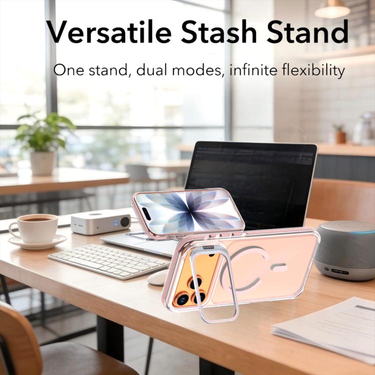 For iPhone 17 Pro Max Vibrant Transparent Lens Kickstand Magnetic Phone Case