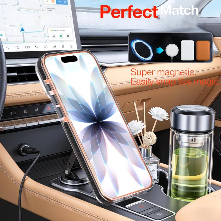 For iPhone 17 Pro Max Vibrant Transparent Lens Kickstand Magnetic Phone Case