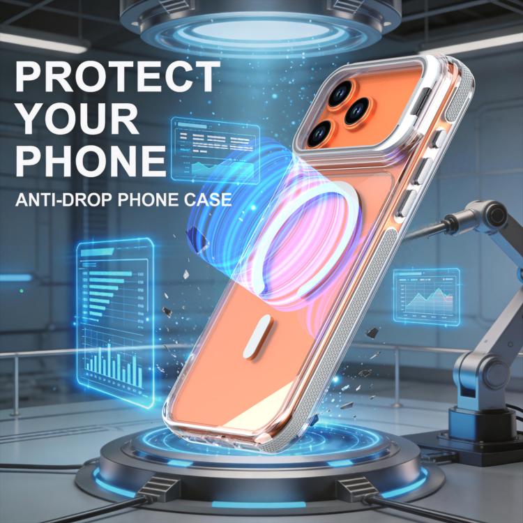 For iPhone 17 Pro Max Vibrant Transparent Lens Kickstand Magnetic Phone Case