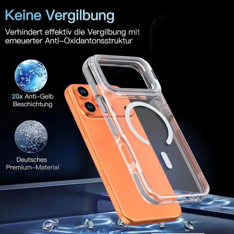 For iPhone 17 Pro Max Vibrant Transparent Lens Kickstand Magnetic Phone Case