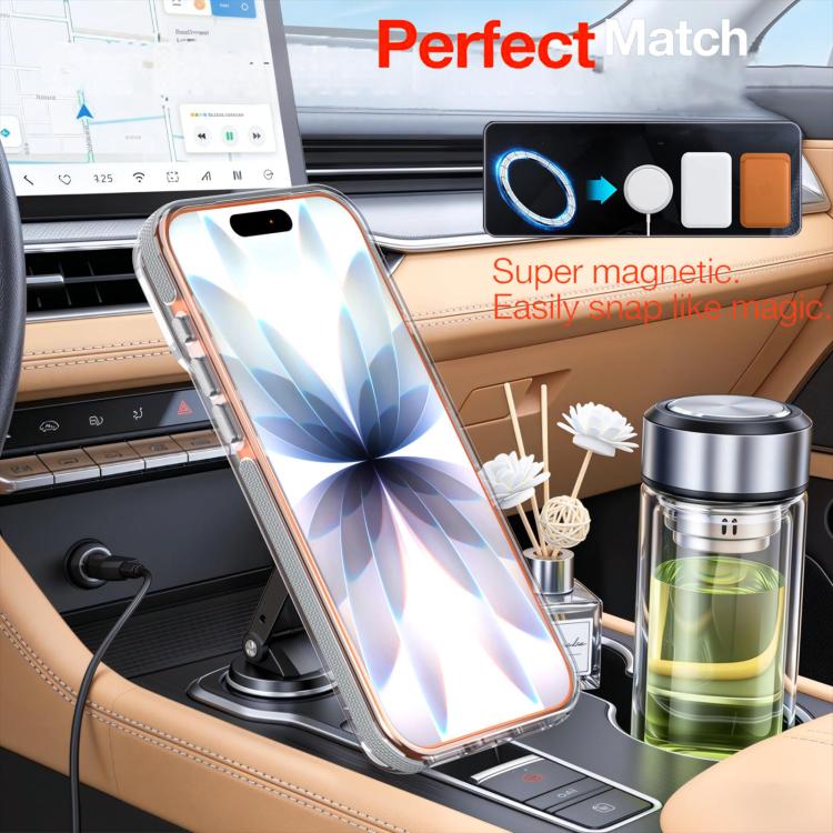 For iPhone 17 Pro Max Vibrant Transparent Lens Kickstand Magnetic Phone Case