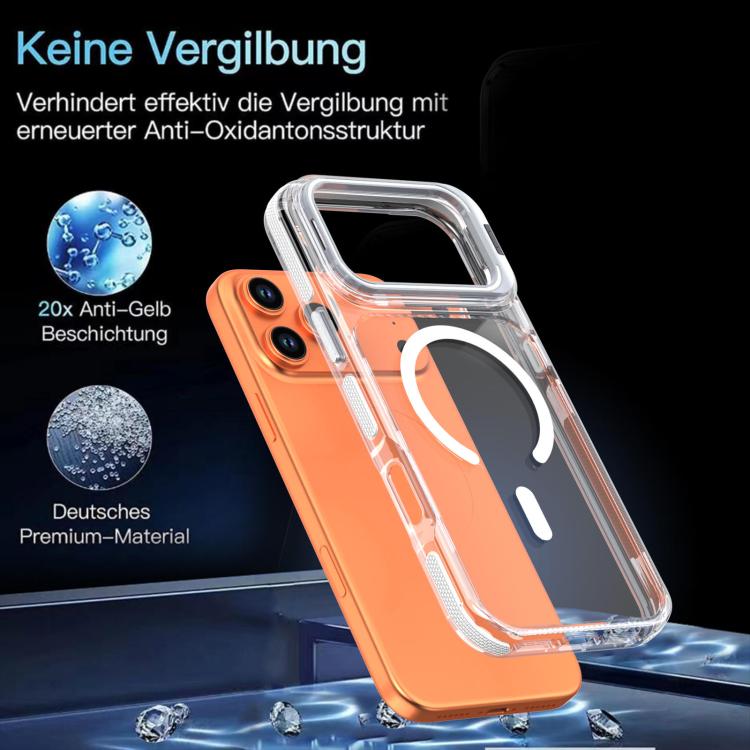 For iPhone 17 Pro Vibrant Transparent Lens Kickstand Magnetic Phone Case