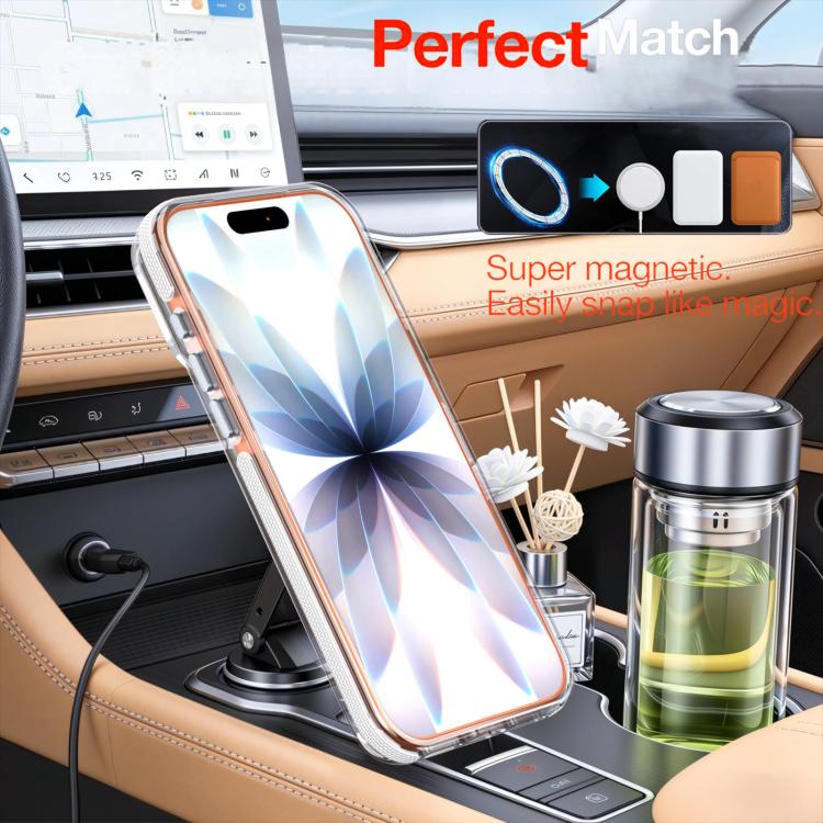For iPhone 17 Pro Vibrant Transparent Lens Kickstand Magnetic Phone Case