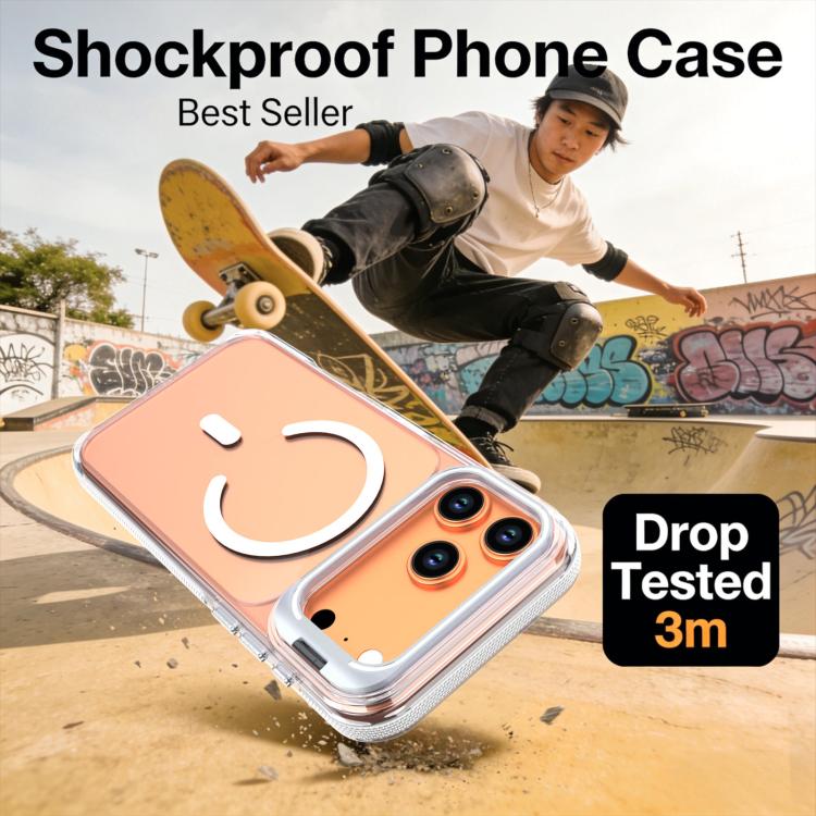 For iPhone 17 Pro Vibrant Transparent Lens Kickstand Magnetic Phone Case