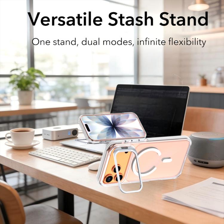 For iPhone 17 Pro Vibrant Transparent Lens Kickstand Magnetic Phone Case