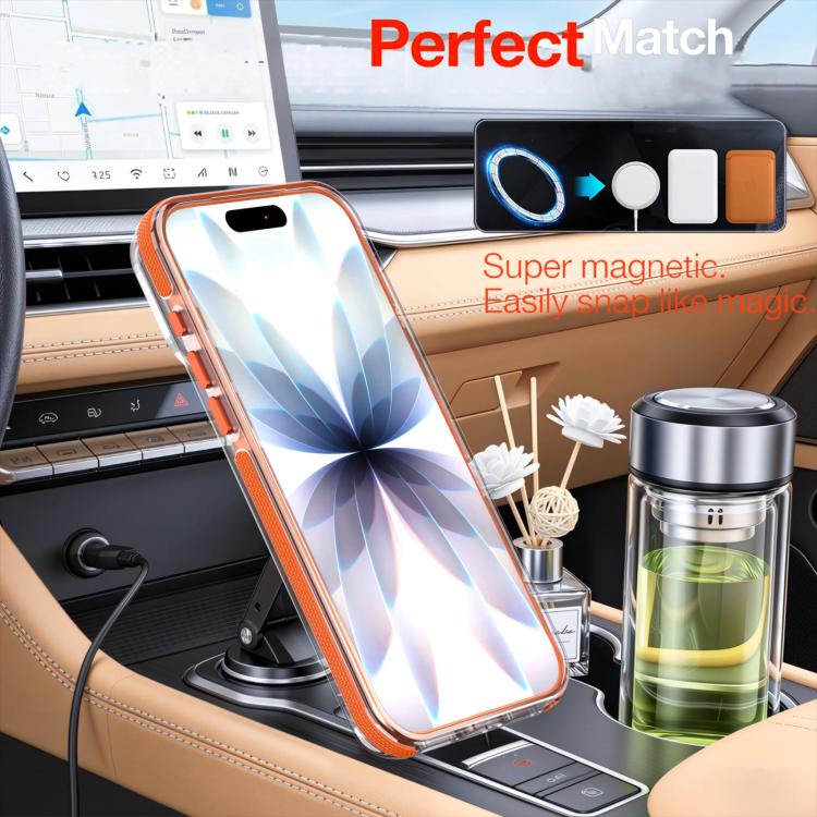 For iPhone 17 Pro Vibrant Transparent Lens Kickstand Magnetic Phone Case