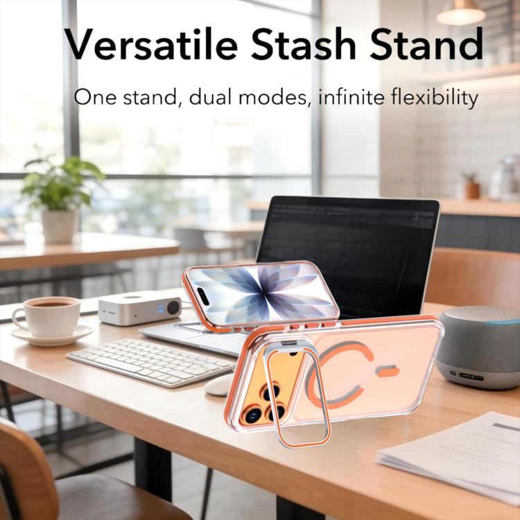 For iPhone 17 Pro Vibrant Transparent Lens Kickstand Magnetic Phone Case