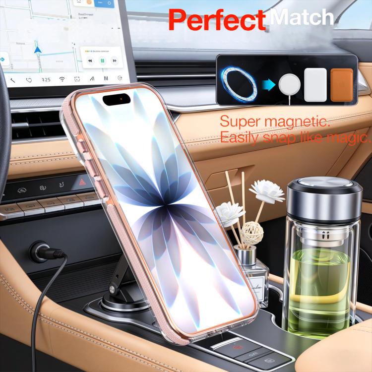 For iPhone 17 Pro Vibrant Transparent Lens Kickstand Magnetic Phone Case