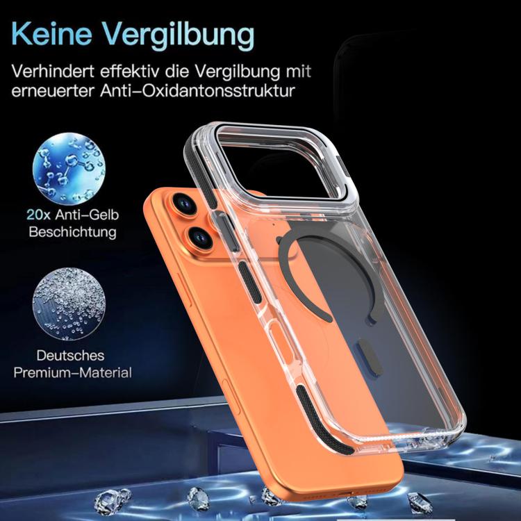 For iPhone 17 Pro Vibrant Transparent Lens Kickstand Magnetic Phone Case