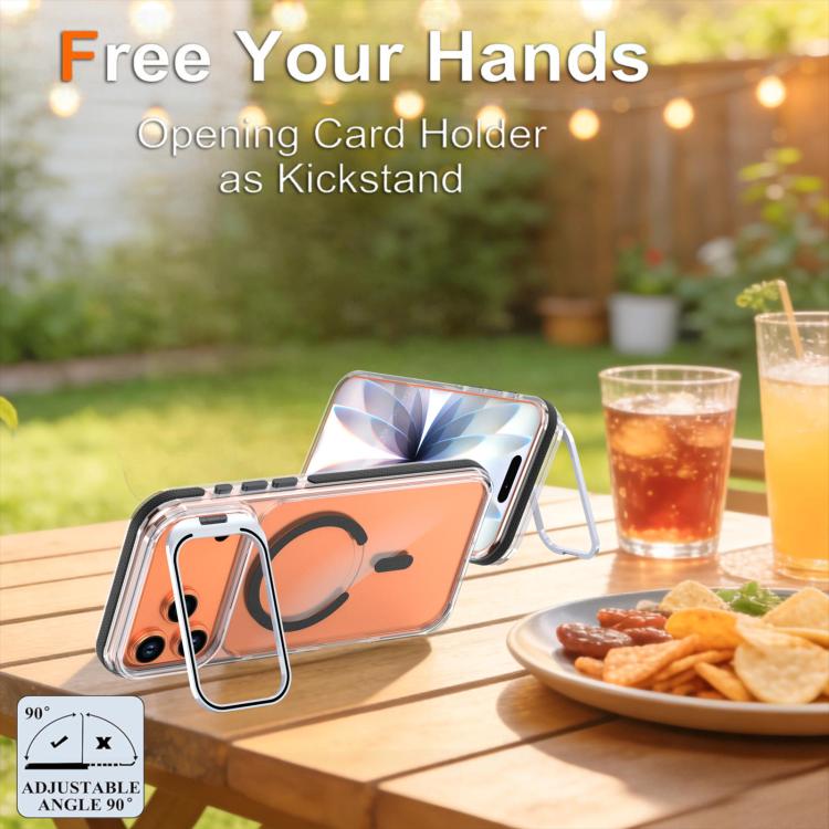 For iPhone 17 Pro Vibrant Transparent Lens Kickstand Magnetic Phone Case