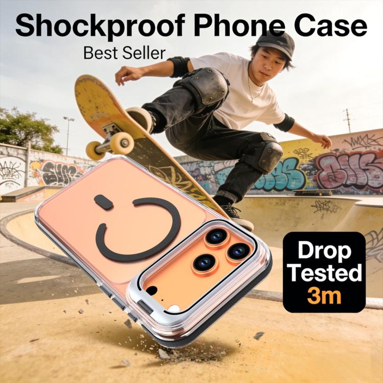 For iPhone 17 Pro Vibrant Transparent Lens Kickstand Magnetic Phone Case