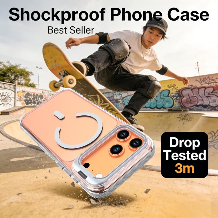 For iPhone 17 Pro Vibrant Transparent Lens Kickstand Magnetic Phone Case