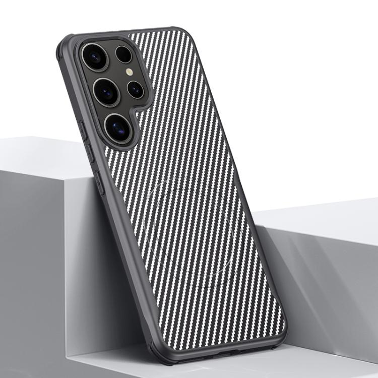 For Samsung Galaxy S23 Ultra 5G Blade-Style Carbon Fiber Texture Magnetic Skin-Feel Phone Case
