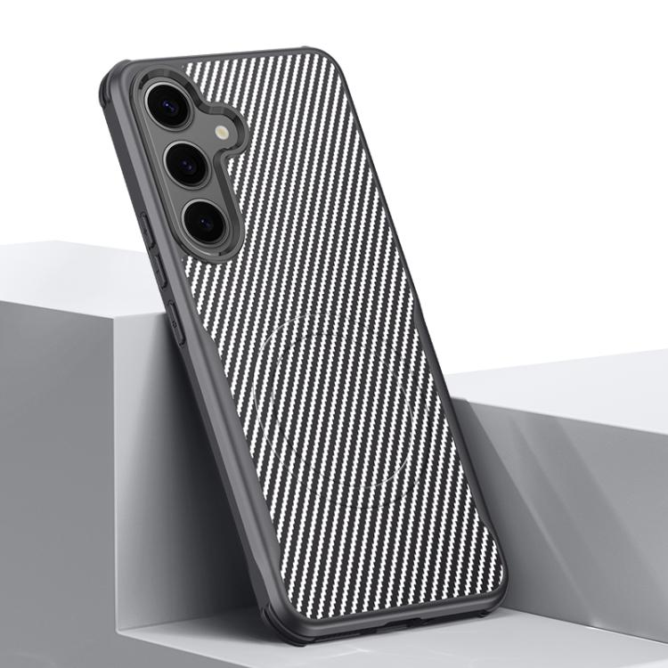 For Samsung Galaxy S24 5G Blade-Style Carbon Fiber Texture Magnetic Skin-Feel Phone Case