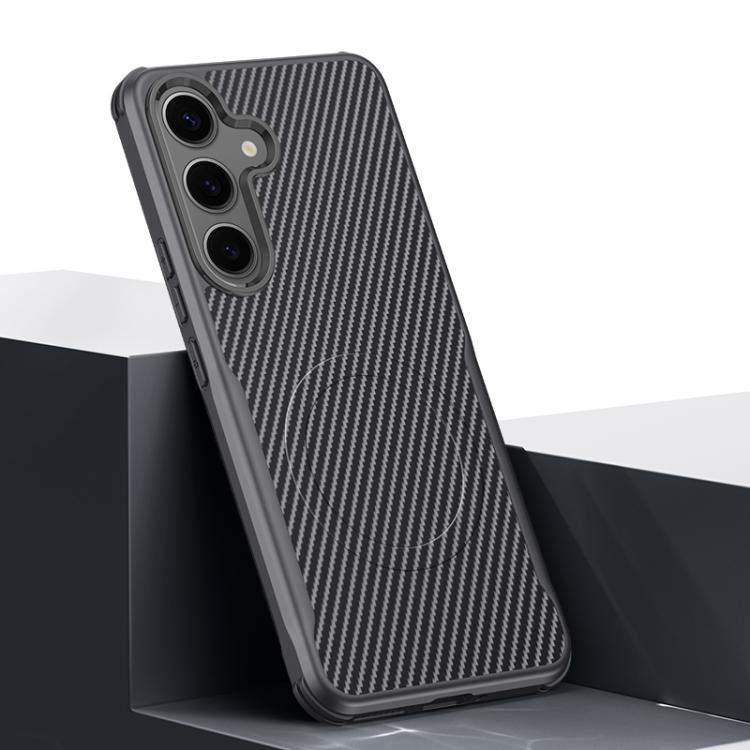 For Samsung Galaxy S24 5G Blade-Style Carbon Fiber Texture Magnetic Skin-Feel Phone Case