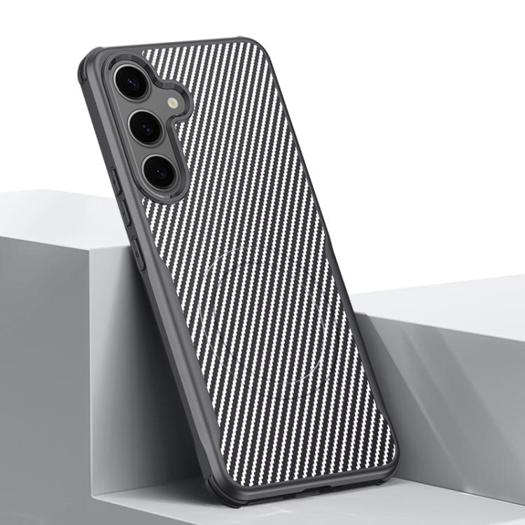 For Samsung Galaxy S25+ 5G Blade-Style Carbon Fiber Texture Magnetic Skin-Feel Phone Case