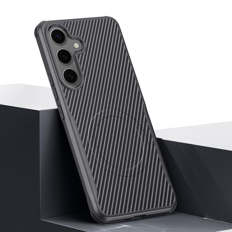 For Samsung Galaxy S25+ 5G Blade-Style Carbon Fiber Texture Magnetic Skin-Feel Phone Case