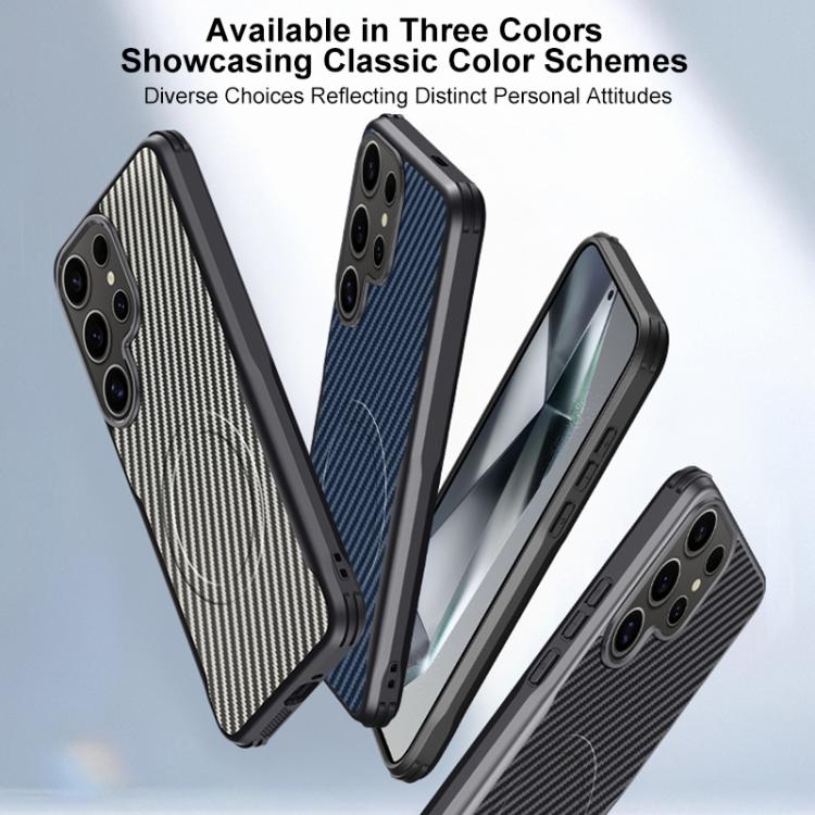 For Samsung Galaxy S25+ 5G Blade-Style Carbon Fiber Texture Magnetic Skin-Feel Phone Case
